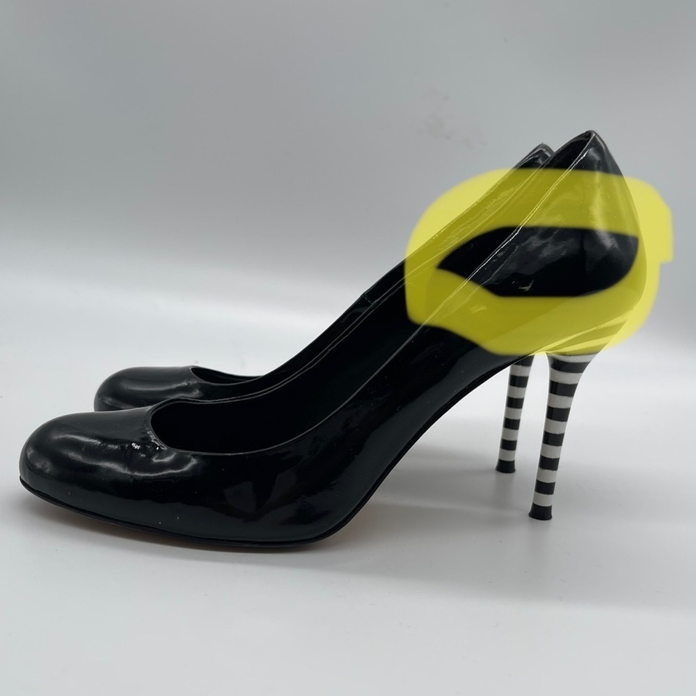 Salvatore Ferragamo Patent Leather/ Stripped Heels - Picture 8 of 8